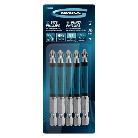 Bits Phillips Ph2 70mm Aço Rápido 5un Kit Para Parafusadeira