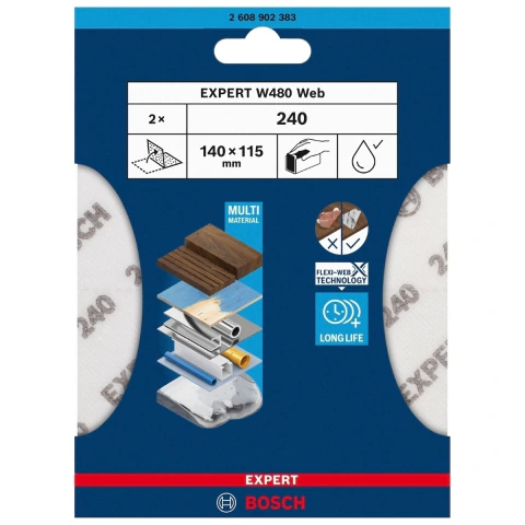 Folha De Lixa Dupla Face Bosch Expert W480 140mm G240 2Un