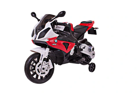 Moto elétrica BMW S1000 12V vermelha acento couro Bel Brink