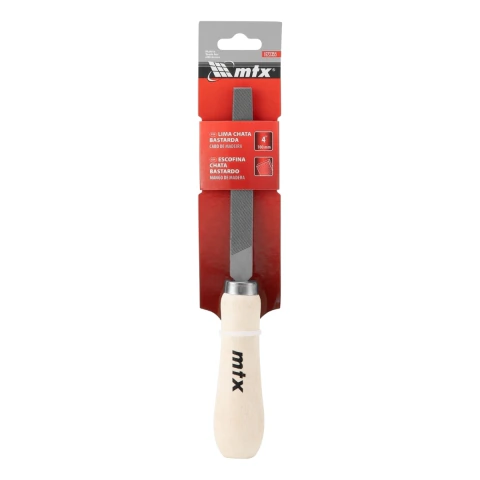 Lima Chata Bastarda 4 Polegadas 100 mm Aço Carbono Cabo De Madeira 1 Peça Mtx