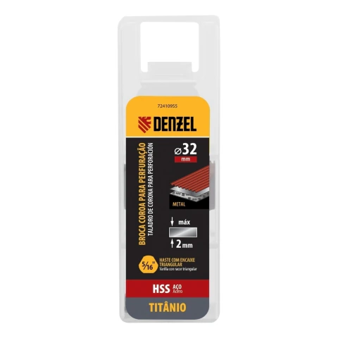 Serra Copo Para Metal 32 mm Aço Rápido HSS Nitreto De Titânio Denzel 1 Peça