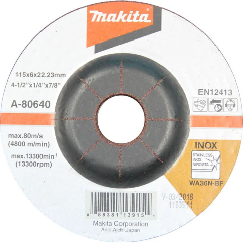 Disco de Desbaste 115 x 6 x 22.23 Wa36N Makita A-80640