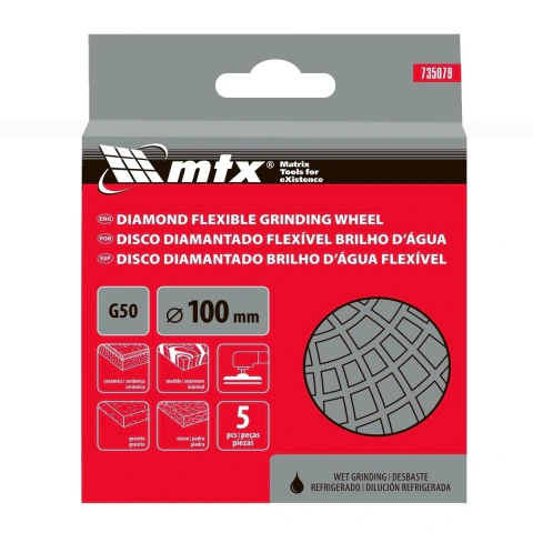 Disco Lixa Diamantada Flexível Refrig G50 MTX 100mm P50 5mm Granito Mármore