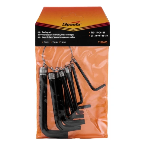 Jogo De Chave Torx 9 Peças Fosfatizado Com Anel Sparta