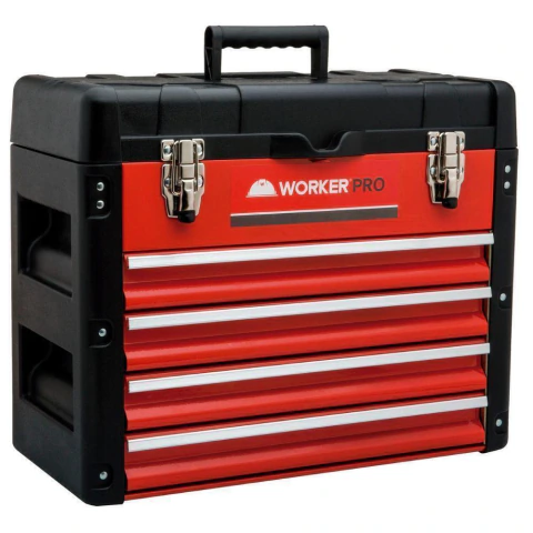 Caixa Polipropileno Para Ferramentas 49X23X40Cm 4 Gavetas Worker Profissional