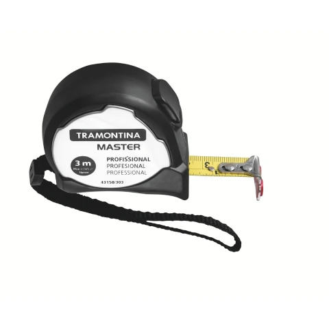 Trena Profissional 3m Magnética Aço Inox MASTER Alta Precisão Graduado em mm e polegadas Tramontina