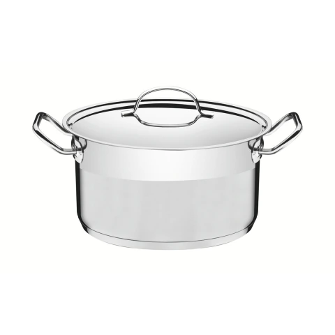 Caçarola Tramontina Professional Aço Inox Fundo Triplo 24 cm 6,1 L Com Tampa Indução Forno 260°C