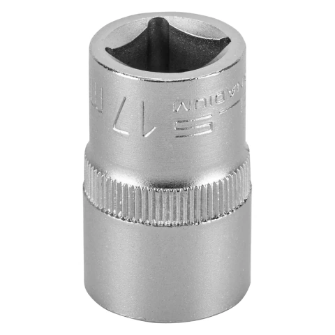 Soquete Sextavado 1/2'' 17mm CrV Cromado Stels