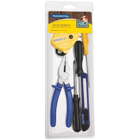 Kit Ferramentas 6 Peças Alicate Chave Fenda Estilete Trena Tramontina