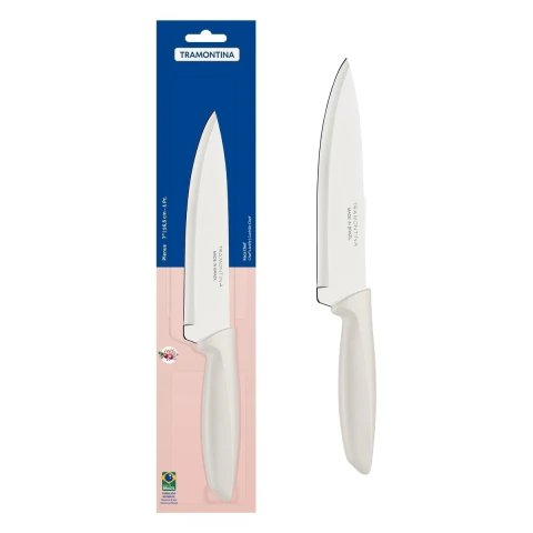 Faca Chef Tramontina Plenus 7 Polegadas 17cm Aço Inox Cabo Polipropileno Off White Cozinha