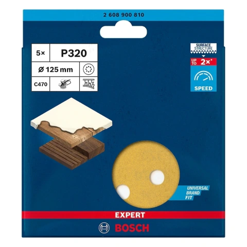 Disco De Lixa Bosch Expert C470 125mm G320 5 Peças