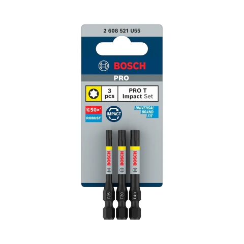 Jogo De Bits Bosch Pro Torx Impact 55mm 3Un