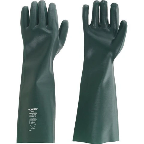 Luva pvc 35cm verde c/ forro lisa tamanho 10 ca33039 Vonder