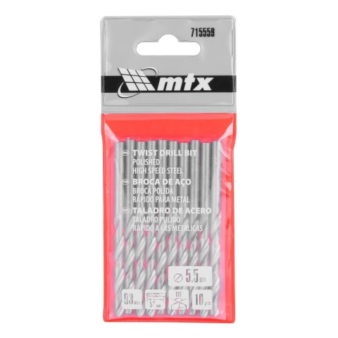 Broca Metal Aço Rápido Polida 5,5mm 10 Unidades HSS 62-65HRC