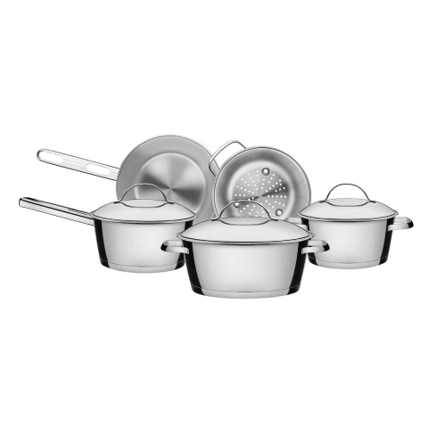 Jogo De Panelas Tramontina Allegra Aço Inox Fundo Triplo 5 Peças Indução