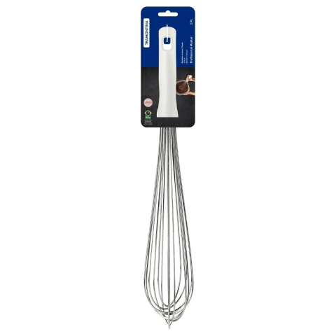 Batedor Manual Tramontina Profissional Master 45 Cm Aço Inox E Polipropileno Branco Antimicrobiano