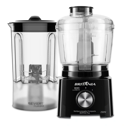Multiprocessador Compacto BMP950 Plus 300W Britânia 2 em 1 Com Jarra e Copo Liquidificador 220V