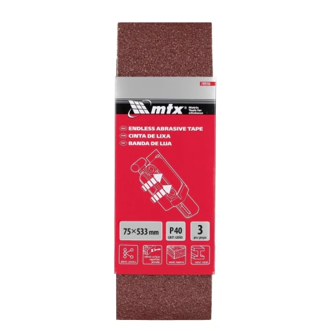 Cinta De Lixa Grão 40 533x75 Mm 3 Peças Para Desbaste Bruto Mtx