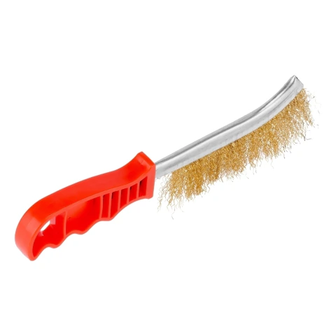 Escova Manual De Aço Carbono Latonado 1 Linha 231mm Cabo De Plástico Mtx Limpeza Pesada