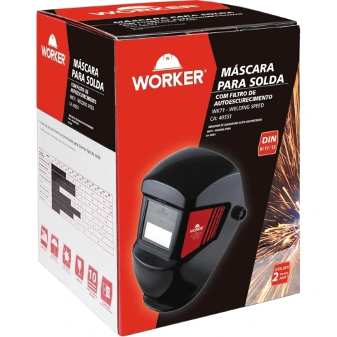 Máscara Para Solda Automática Tonalidade 9 A 13 Worker WK71 Proteção UV/IR