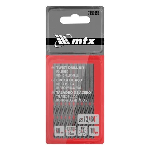 Broca Aço Rápido Standard Metal 13/64'' 10 Peças MTX