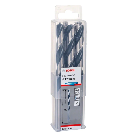 Broca Metal Bosch Aço Rápido Hss-Pointteq 12,1mm 5 Peças