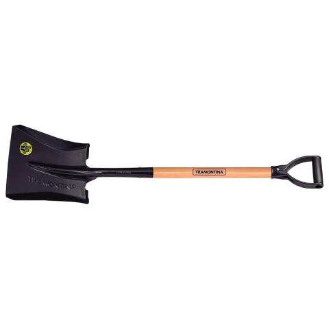 Pá Quadrada 71cm Cabo Madeira Envernizado 1 Metro 472/20 Aço Carbono Especial Ergonomica Plástica Tramontina