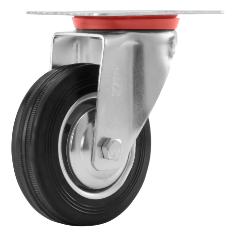 Rodízio Giratório Borracha Preta 100mm 55kg 4 Polos MTX