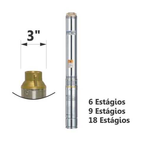 Motobomba Submersa tipo Caneta sem Caixa de Controle 1/2cv 60Hz Monofásico 220V ESUB-3/9S Eletroplas