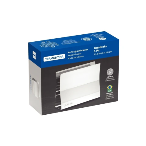 Porta-guardanapos Tramontina Quadrata Aço Inox Acabamento Brilho Mesa Posta Sofisticado Premium