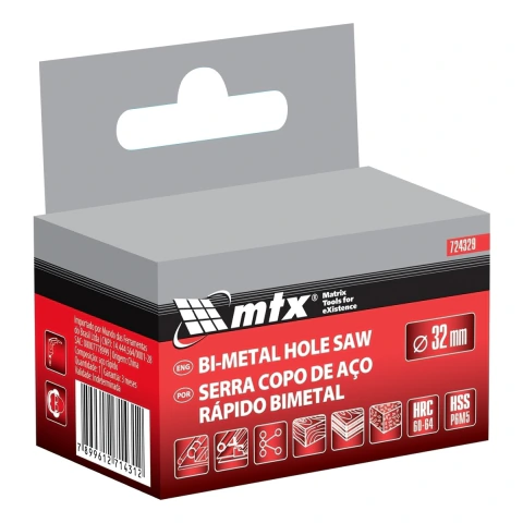 Serra Copo Bimetal Para Metal 32mm Aço Rápido Mtx