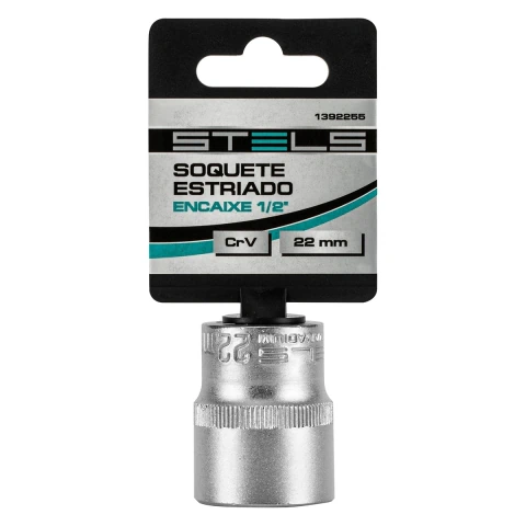 Soquete Estriado Stels 22mm 1/2'' Aço CrV