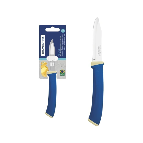 Faca Para Legumes E Frutas Tramontina Felice 3 Polegadas Aço Inox E Cabo Polipropileno Azul