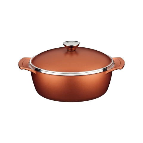 Caçarola Tramontina Lyon Alumínio Forjado Antiaderente Starflon 24 cm 3,7 L 8,0 mm Dourada Indução