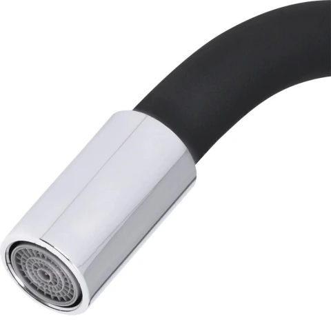 Torneira Cozinha Bica Flexível Parede Aço Inox Abs Preto Abertura Rápida 1/2'' C98 Gourmet Liege
