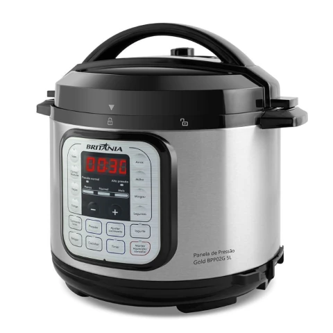 Panela de Pressão Elétrica Gold BPP02G Britânia 5L Com Revestimento Gold 11 Funções 220V