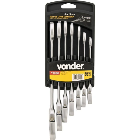 Jogo Chave Combinada Catraca Articulada 8-19mm Vonder