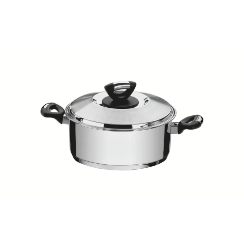 Caçarola Tramontina Solar Baquelite 20 cm 2,9 L Aço Inox Fundo Triplo Tampa Antiaderente Indução