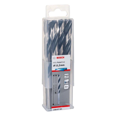 Broca Metal Bosch Aço Rápido Hss-Pointteq 11,3mm 5 Peças