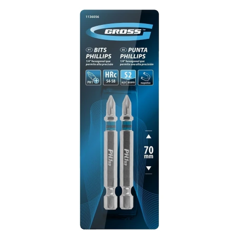 Jogo De Bits Phillips Ph1 70mm Aço S2 2 Peças Gross