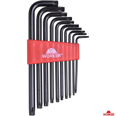 Jogo De Chave Torx Longa 10 Peças T9-T50 Cromo Vanádio Profissional Worker