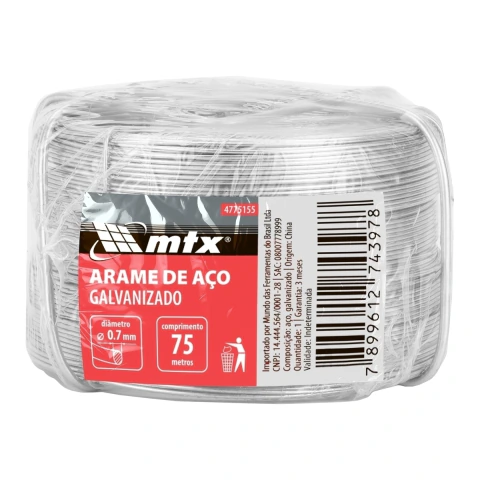 Arame Galvanizado MTX 0,7mm 75m 0,210g