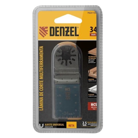 Lâmina De Corte Multiferramenta Reta Hcs Madeira 34 X 2,5 Mm Dente Grosso Denzel