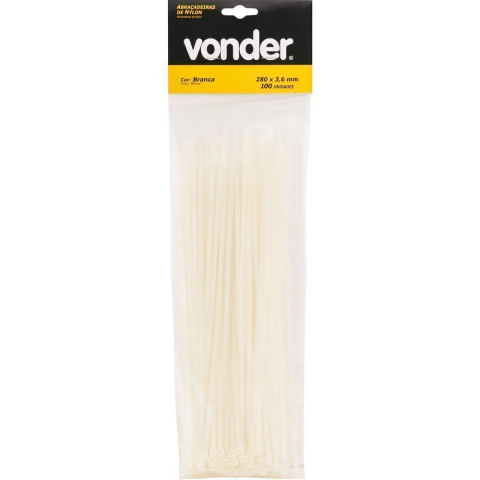 Abraçadeira de nylon 400x4,8mm branca com 10 peças Vonder