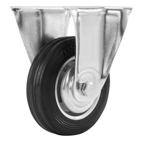 Rodízio Borracha Preto Fixo 100mm 55kg Suporte Plataforma MTX