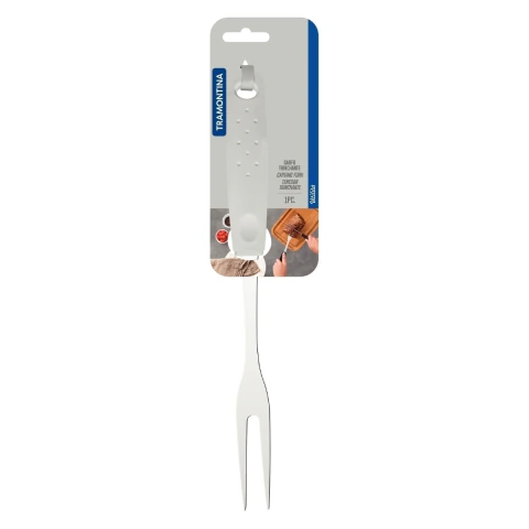 Garfo Trinchante Tramontina Utilità Aço Inox Cabo Polipropileno Branco Resistente Ergonômico