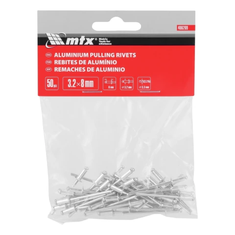 Rebites De Repuxo 3,2 X 8 Mm 50 Peças Alumínio Mtx Fixação Segura
