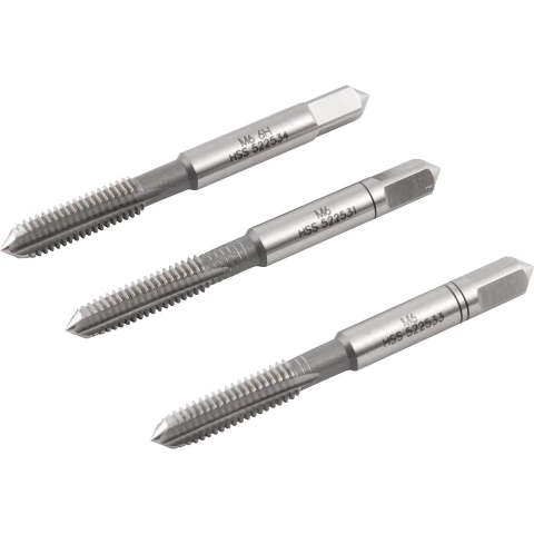 Macho Manual de Aço Rápido 6 mm x 1,00 mm Ma Jogo com 3 peças Vonder Plus