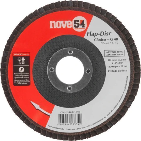 Flap-Disc Cônico 4.1/2" G40 Costado Fibra Nove54