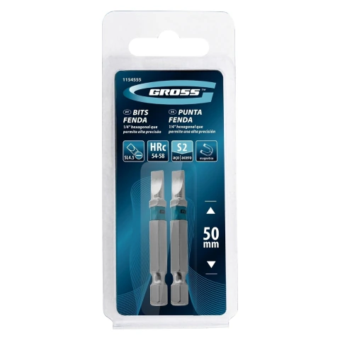Kit 2 Bits Fenda Sl4,5 50 Mm Aço Cromo Molibdênio 58 Hrc Gross